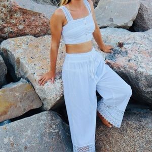 White Womens Beach Two Piece Coverup Outfit